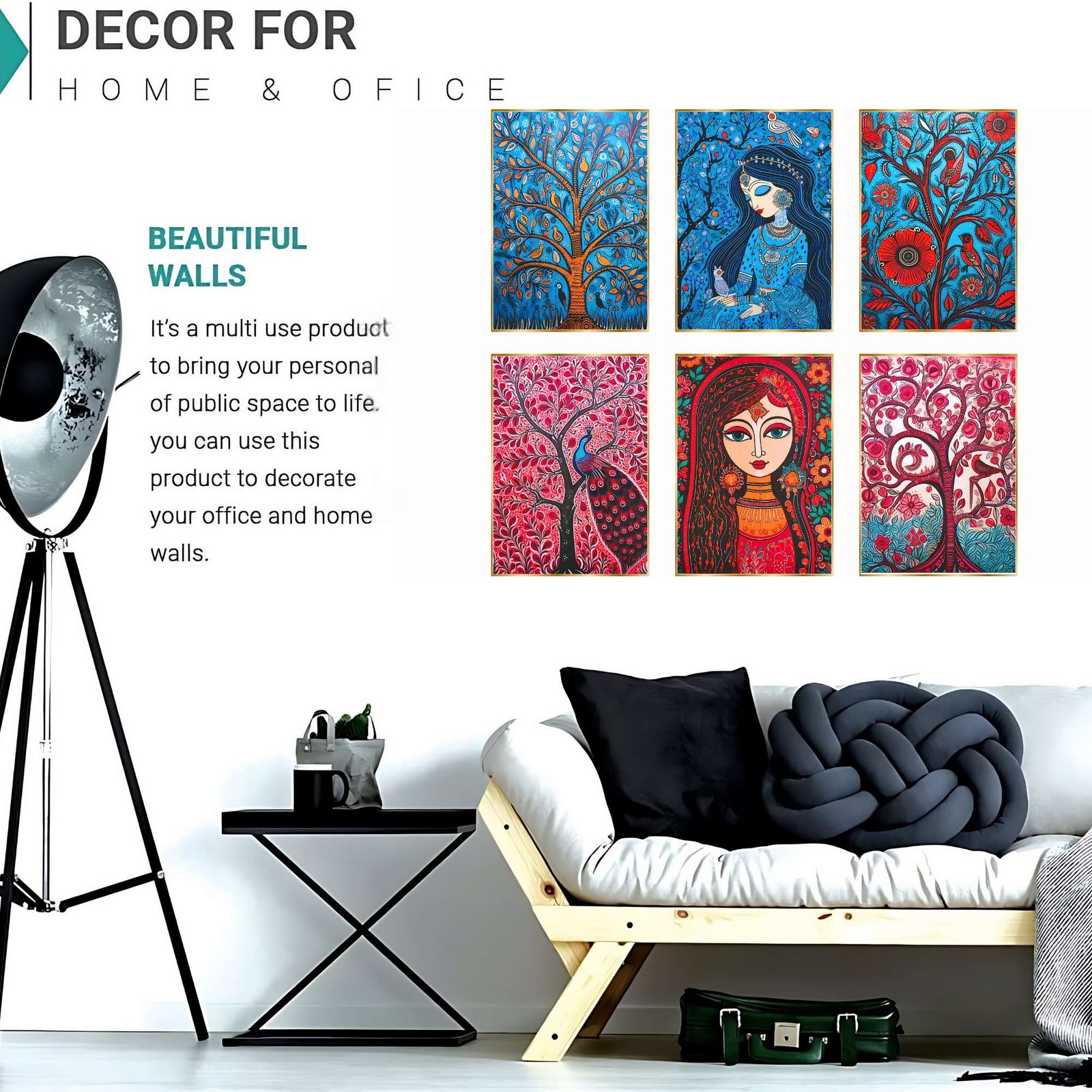 Set of Six Wall Paintings for Wall Dacoration Golden Framed Wall Paintings for Living Room & Bedroom Wall Art for Home Decoration & Office Wall Décor (17x13 inch CH-GD6-1) - Image 3