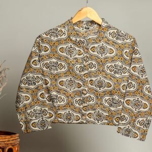 Handmade Block Print Cotton for Women ? Ethnic Floral Printed Top with Long Sleeves